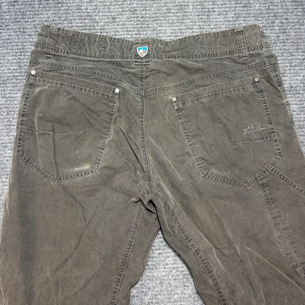 Kuhl Rydr Mens 35x32 Charcoal Grey Brown Cotton Twill Outdoor Hiking Pants